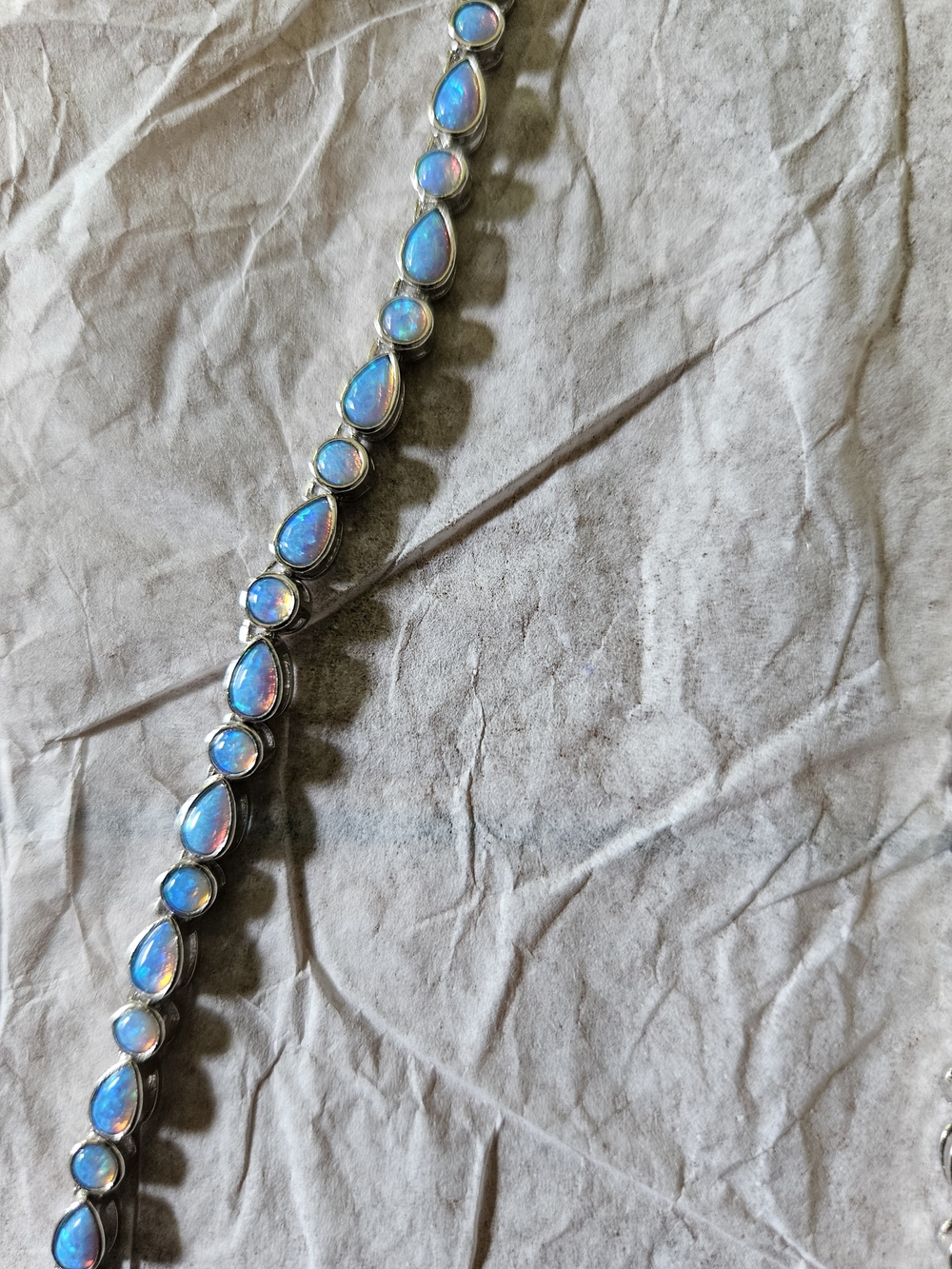 Melinda Maria Isla Silver Blue Opal Tennis Necklace 18" - Picture 2 of 8